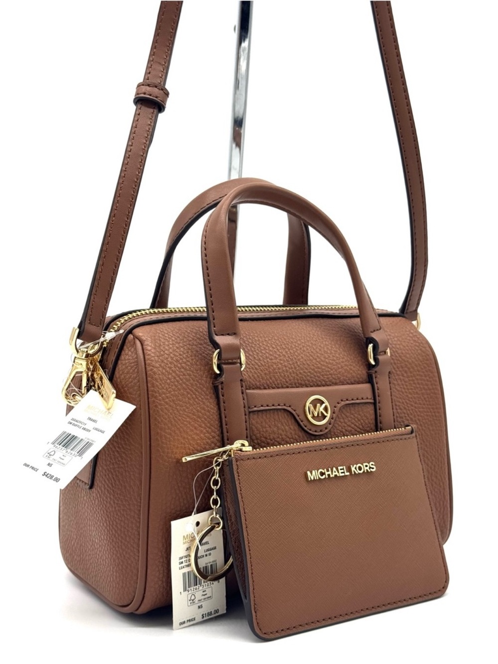 Michael Kors Small Travel Duffle Xbody Bag & Matching TZ Coinpouch Luggage - Picture 3 of 12